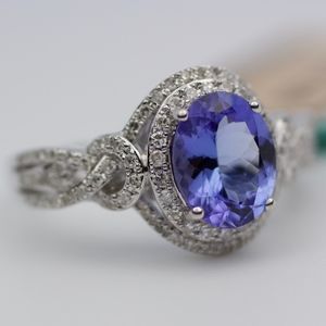 NEW EFFY 14k White Gold Tanzanite And Diamond Ring